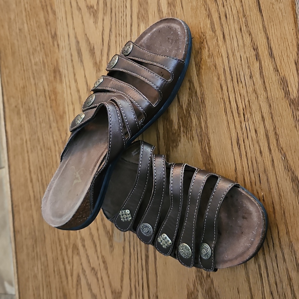 Dansko Metallic Bronze Janie Multi Five Strap Sandals Womens 10 EU 41